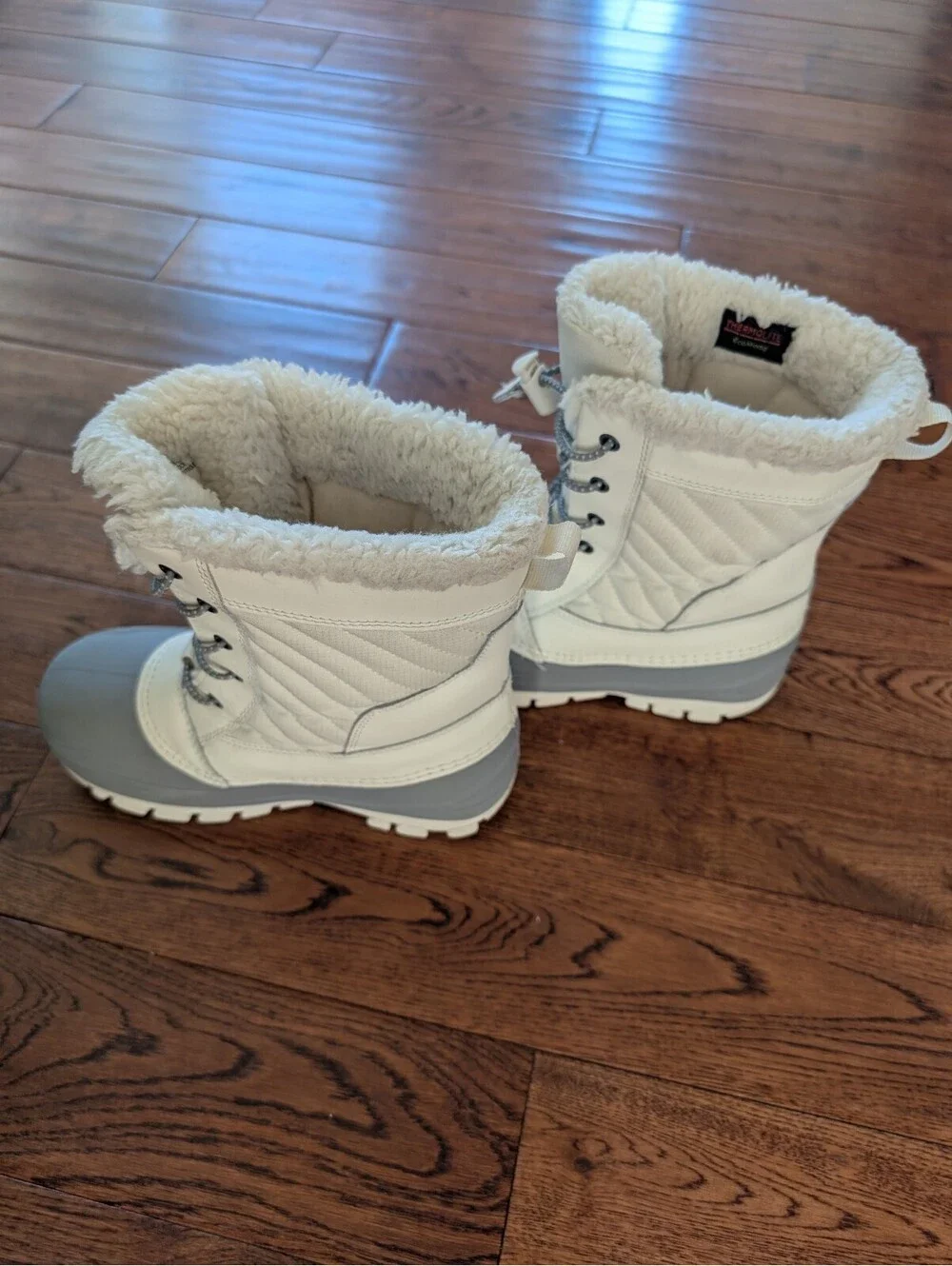 Thermolite Eco Made Girl's Winter White & Gray Winter Boots Size 2
